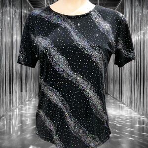 Y2K Disco Raver Party Glitter Stardust Swirl 90's Bentley Club Wear Top Sz Large